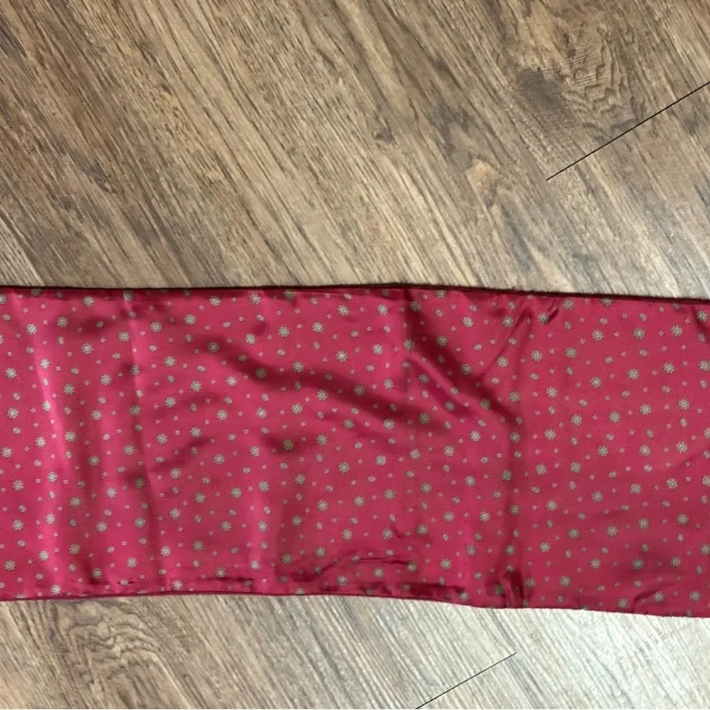 Vintage Christian Dior Reversible Silk and Wool Dark Red Printed Scarf 55” x 9”